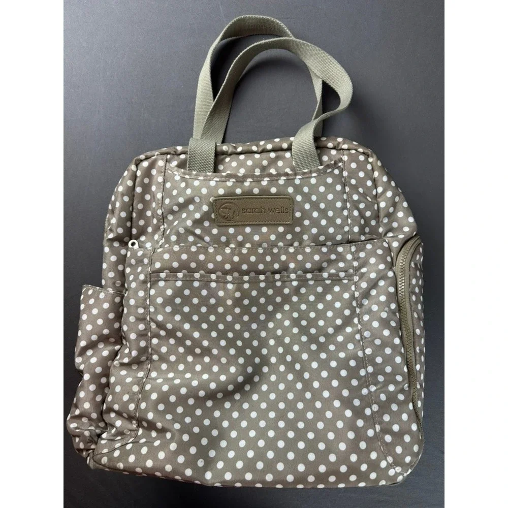 Sarah Wells Abby Breast Pump Bag Womens Large Taupe Polka Dot Good Convertible